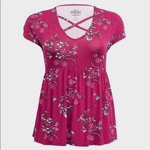 Super Soft Berry Floral babydoll shirt